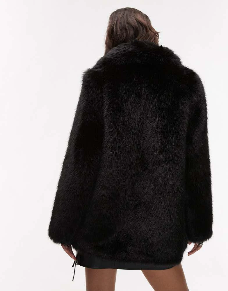 Mango Mango oversized faux fur jacket in black 4