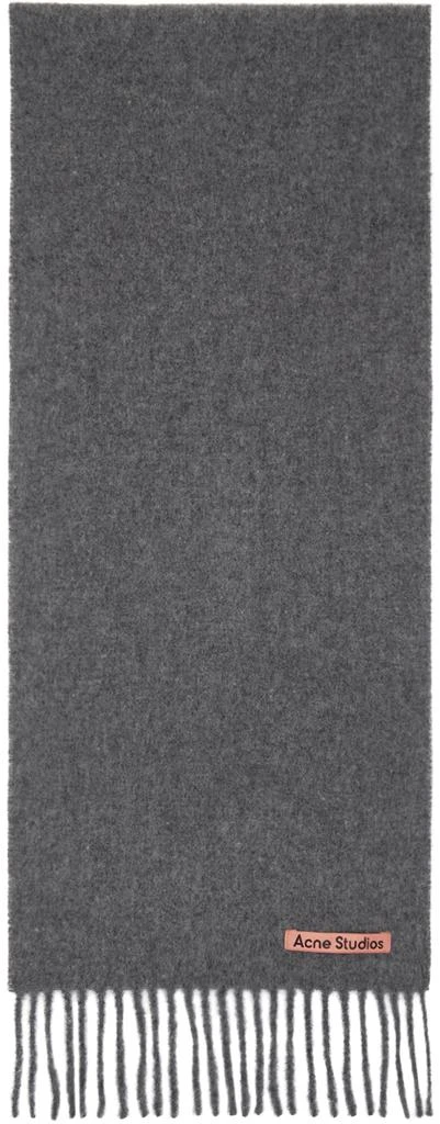Acne Studios Gray Skinny Fringe Wool Scarf 1