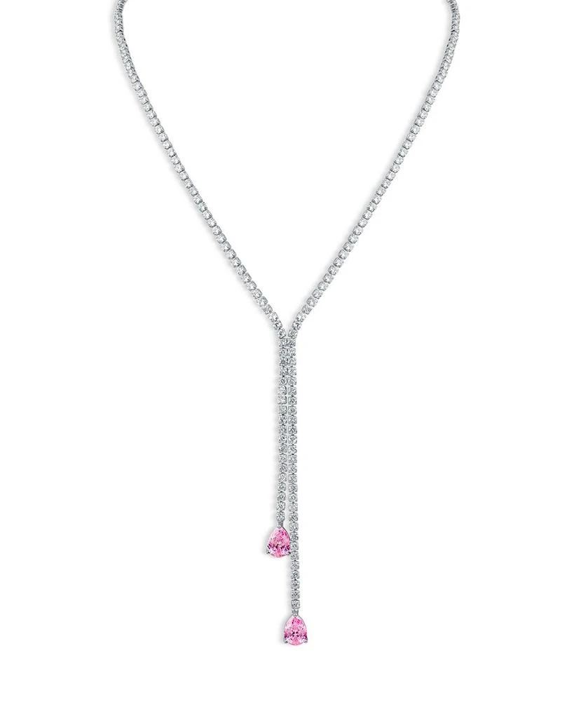 Kenneth Jay Lane Round & Pear Shaped Cubic Zirconia Lariat Necklace, 16"-19" 1