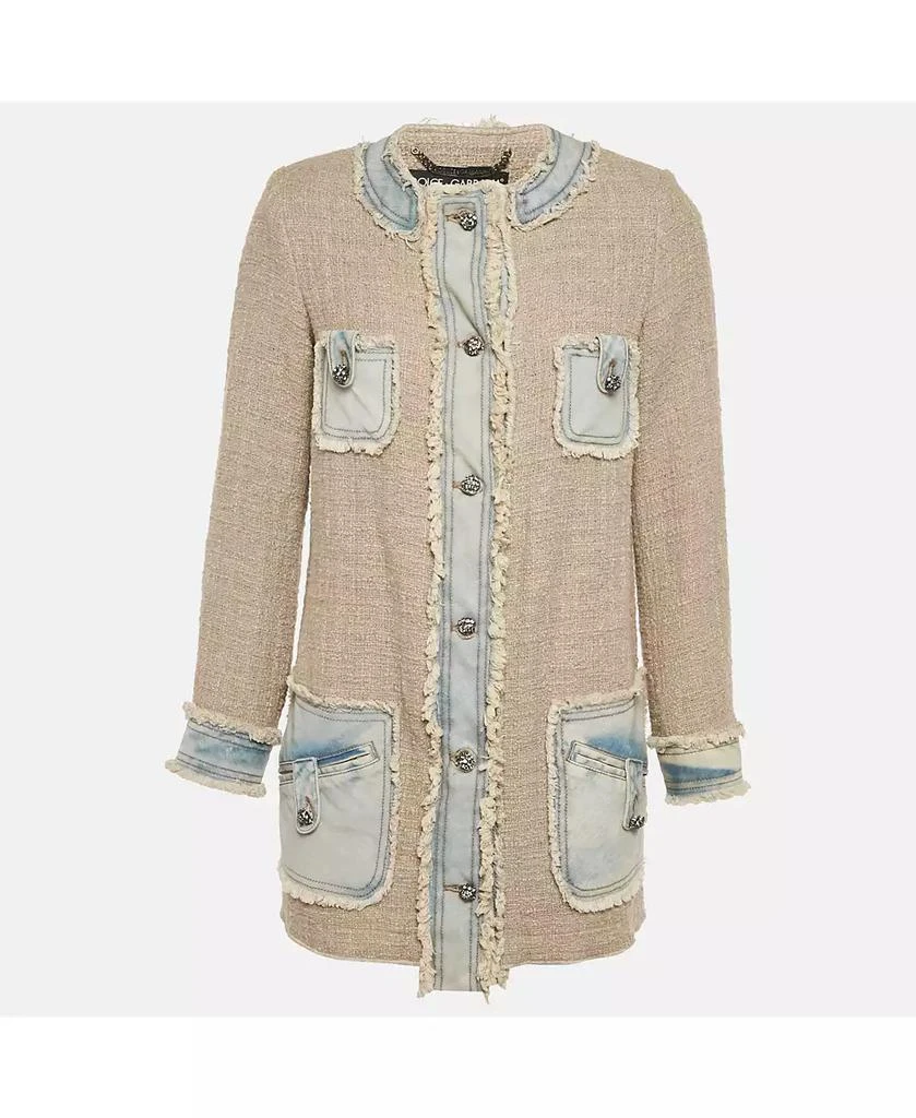 Pre-Owned Dolce 
Gabbana Women
s Beige Denim Trim Tweed Jacket