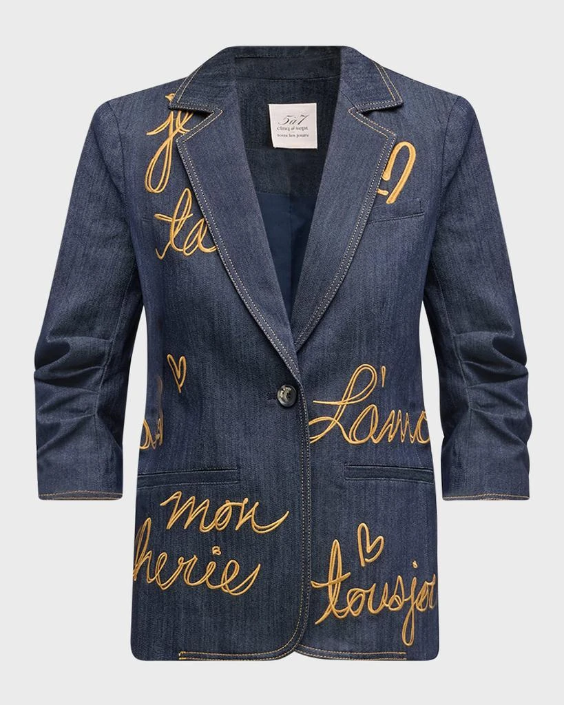 Cinq a Sept Khloe L'amour Embroidered Denim Blazer 2