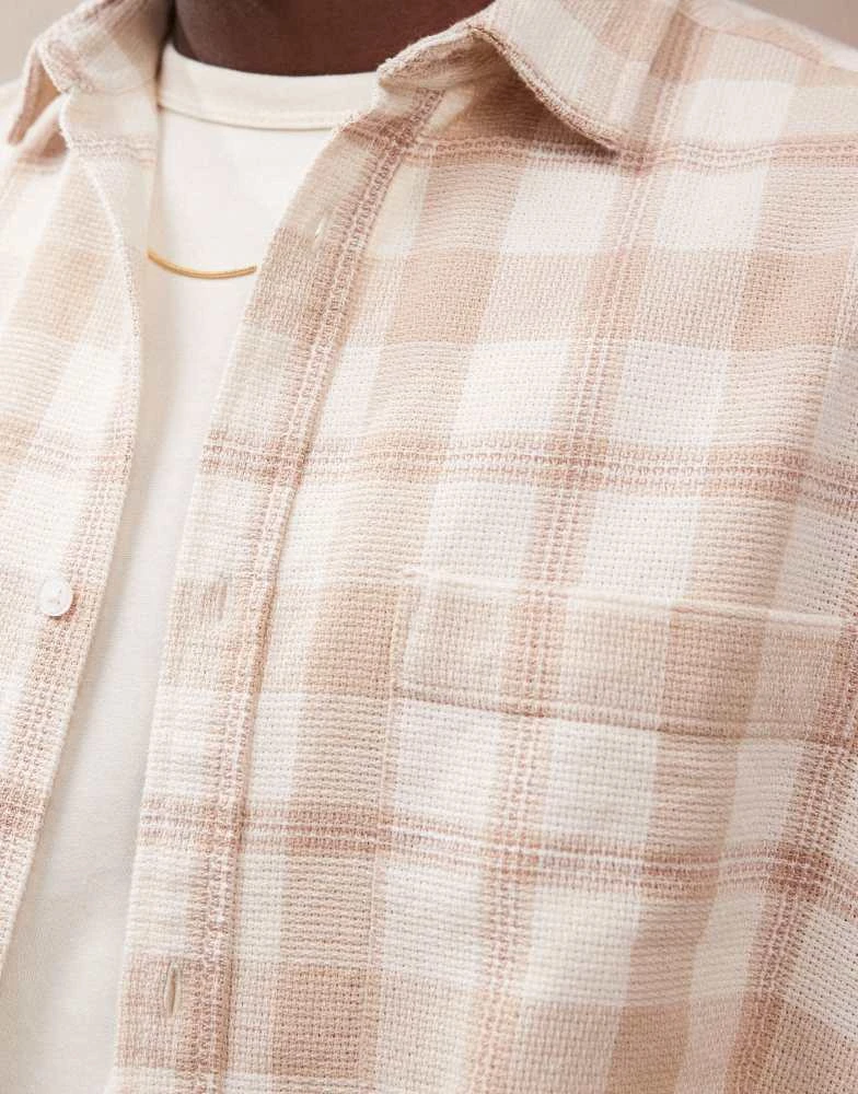 ASOS ASOS DESIGN boxy 90s oversized textured shirt in neutral check 4