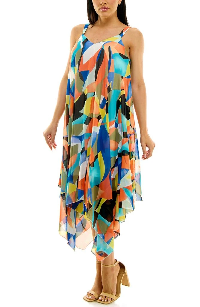 Nina Leonard Patterned Handkerchief Hem Dress 4