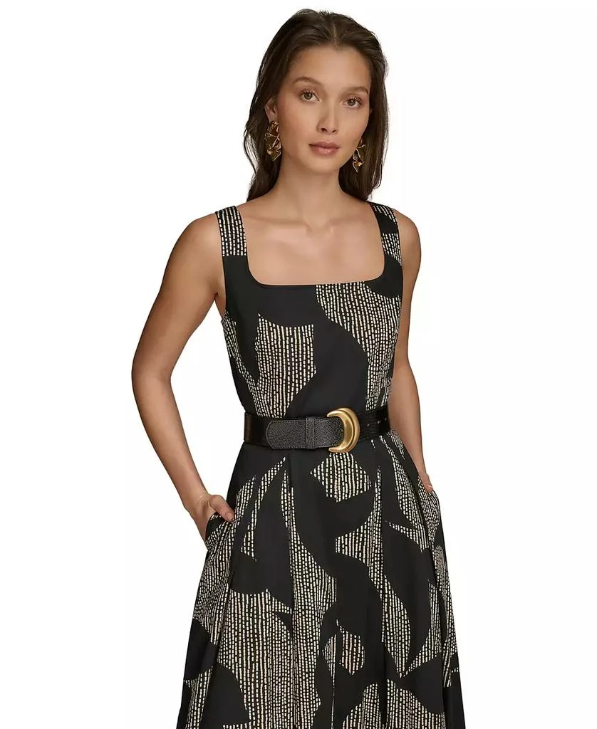 Donna Karan Women's Printed Square-Neck Belted Midi Dress 4