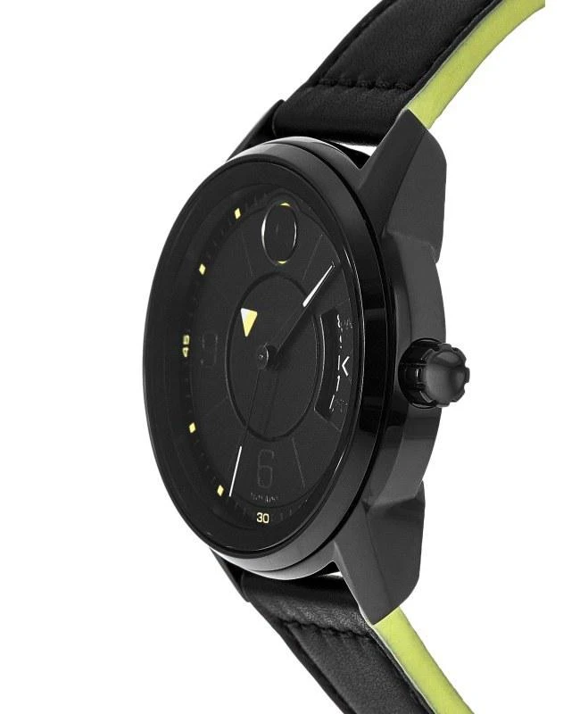 Movado Movado Bold Verso Black Dial Leather Strap Men's Watch 3600696 3