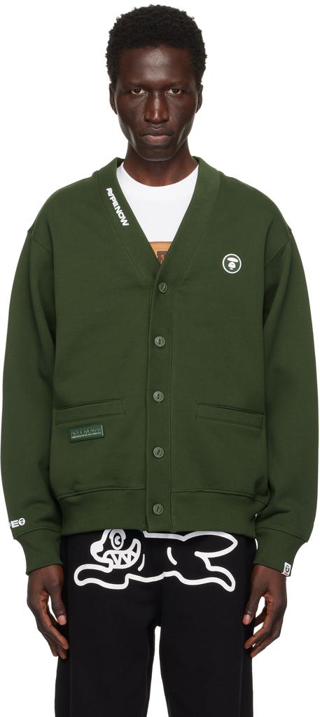 AAPE Green  'AAPE Now' Sweat Cardigan