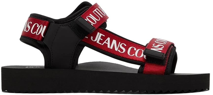 Versace Black & Red Fondo Strap Sandals 1