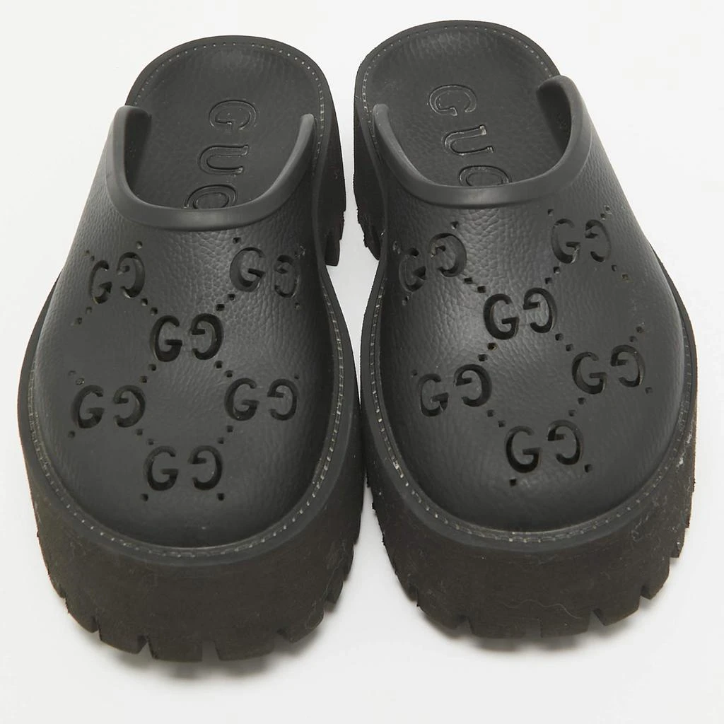 Gucci Gucci Black Perforated GG Rubber Platform Mules Size 37 3