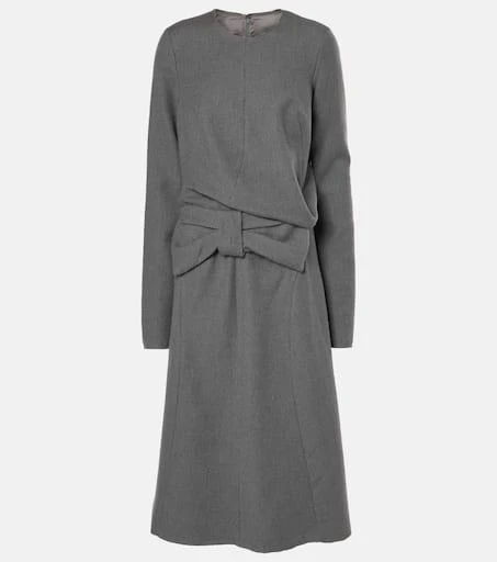 MAISON MARGIELA Gathered cotton and wool midi dress 1