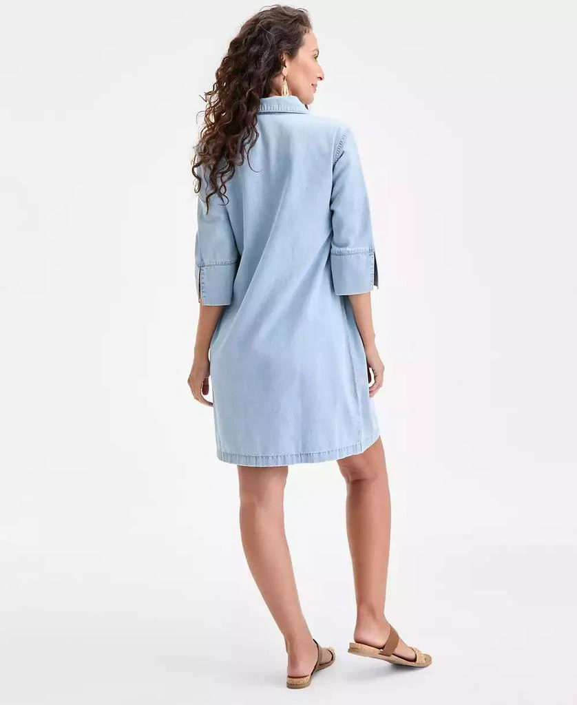 Style & Co Petite Cotton 3/4-Sleeve Popover Denim Dress, Exclusively at Macy's 5