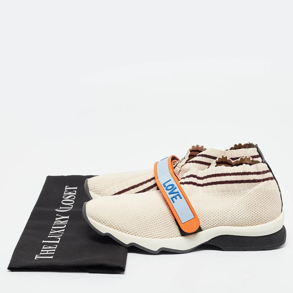 Fendi Fendi Cream/Burgundy Knit Fabric Rockoko Sneakers Size 37 10