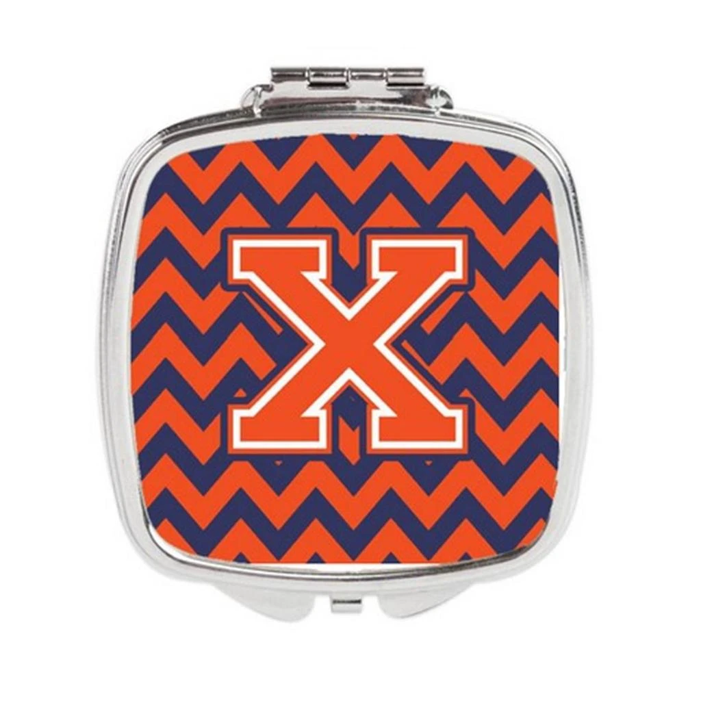 Carolines Treasures CJ1042-XSCM Letter X Chevron Orange 
Blue Compact Mirror, 3 x 0.3 x 2.75 in.
