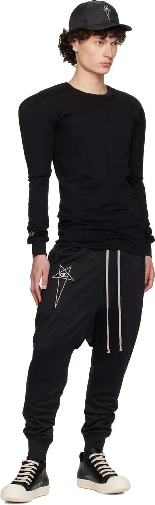 Rick Owens Black Champion Edition Prisoner Drawstring Sweatpants 5