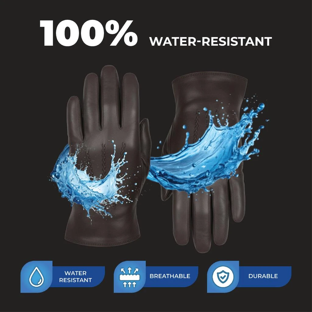 Infinity Leather Men’s Brown Italian Leather Warm Wool Lining Winter Stich Design Riding Driving Casual Gloves 5