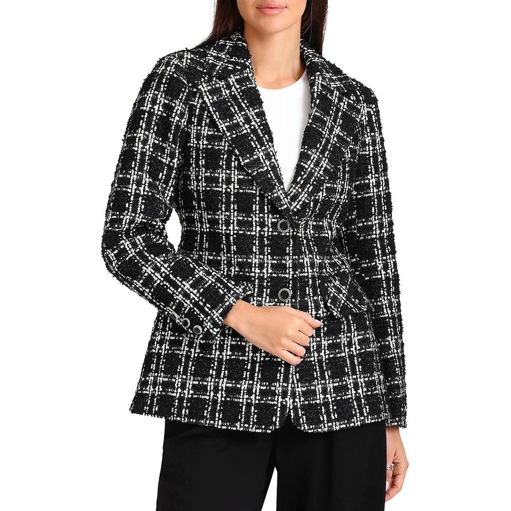 Bagatelle Womens Tweed Sequined Two-Button Blazer 3