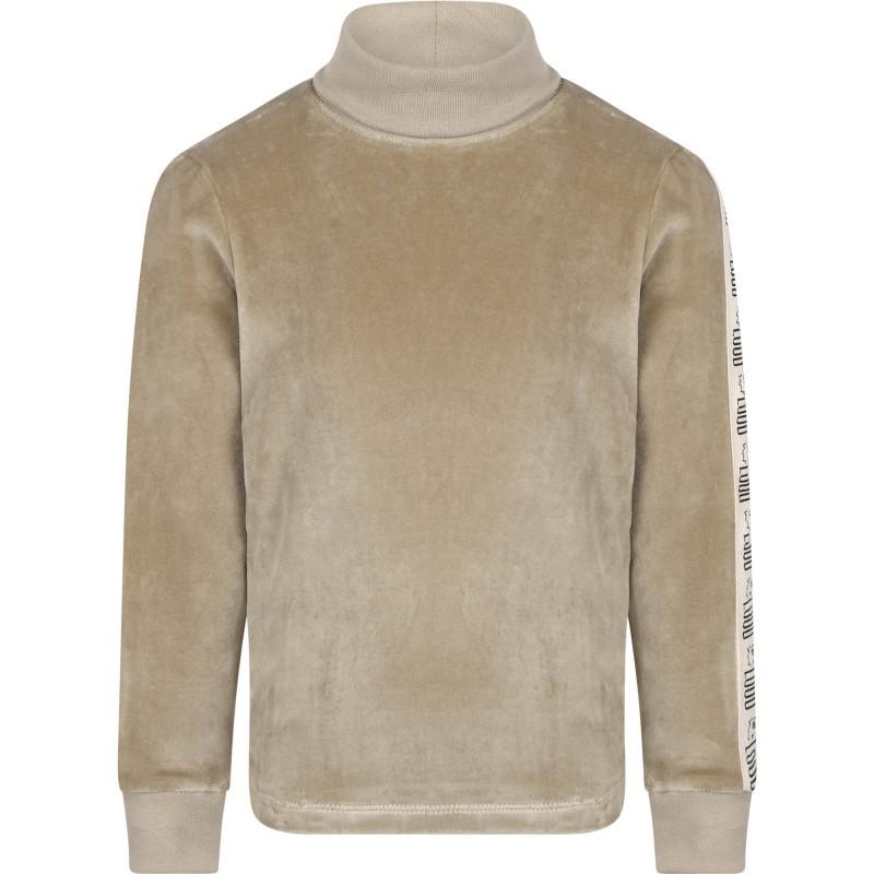 Loud Apparel Electronic taupe t shirt slim fit with thumb holes and loud tape on the sleeves