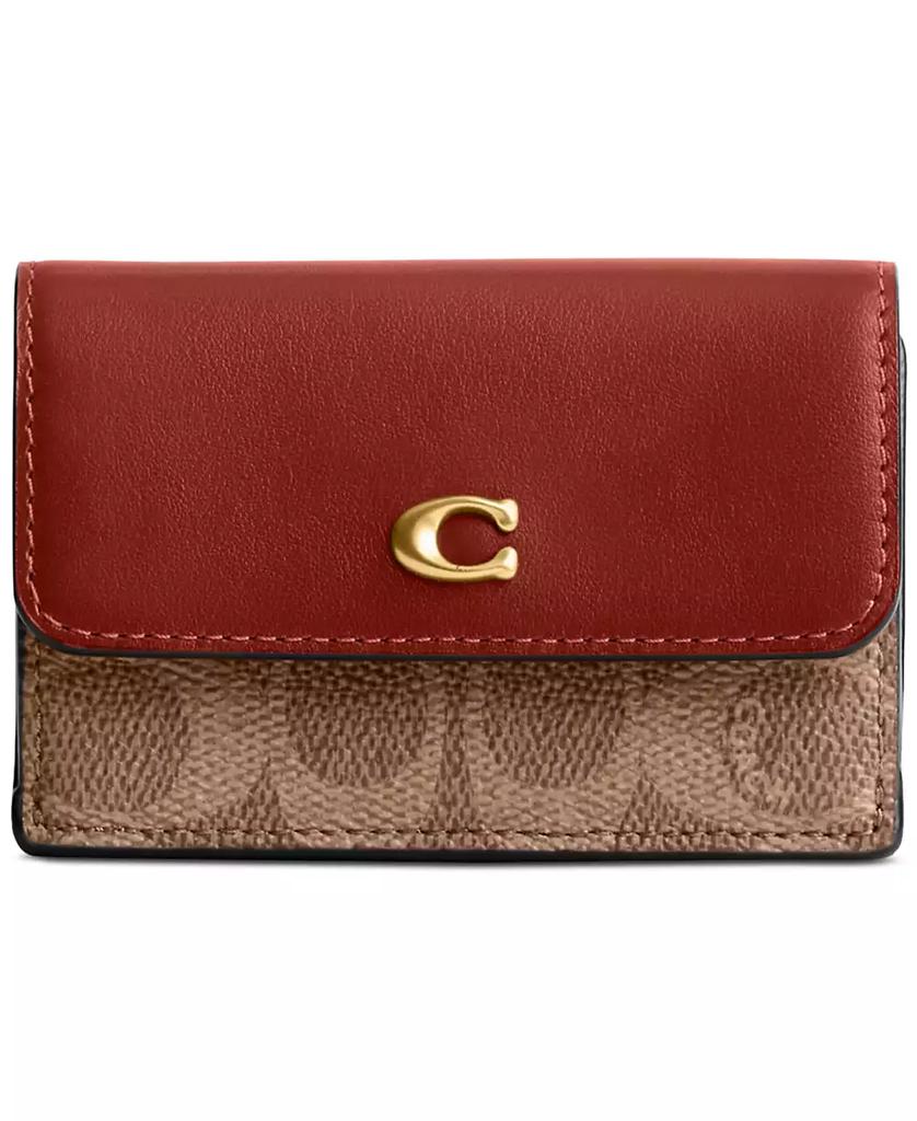 Coach Essential Coated Canvas Signature Mini Trifold Wallet