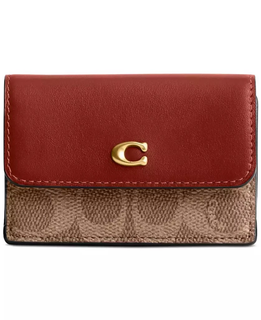 COACH Essential Coated Canvas Signature Mini Trifold Wallet 1