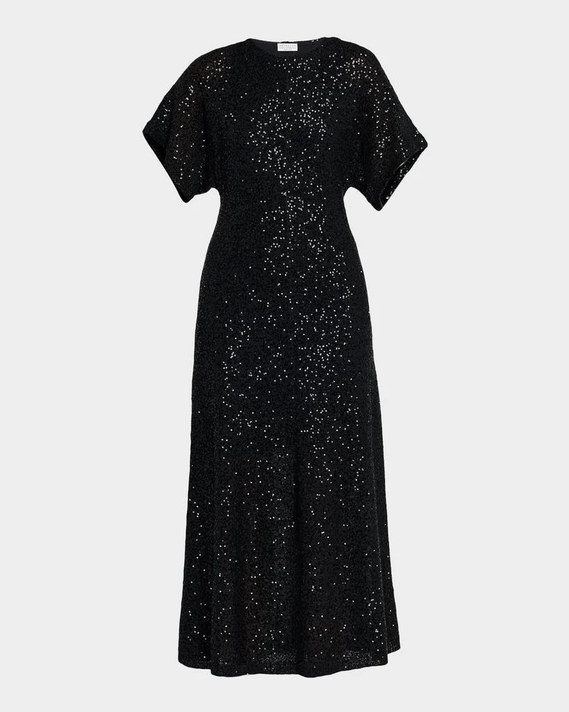 Brunello Cucinelli Sequin Linen-Cashmere Midi Dress - Dresses & Skirts -  Free Shipping - BeyondStyle