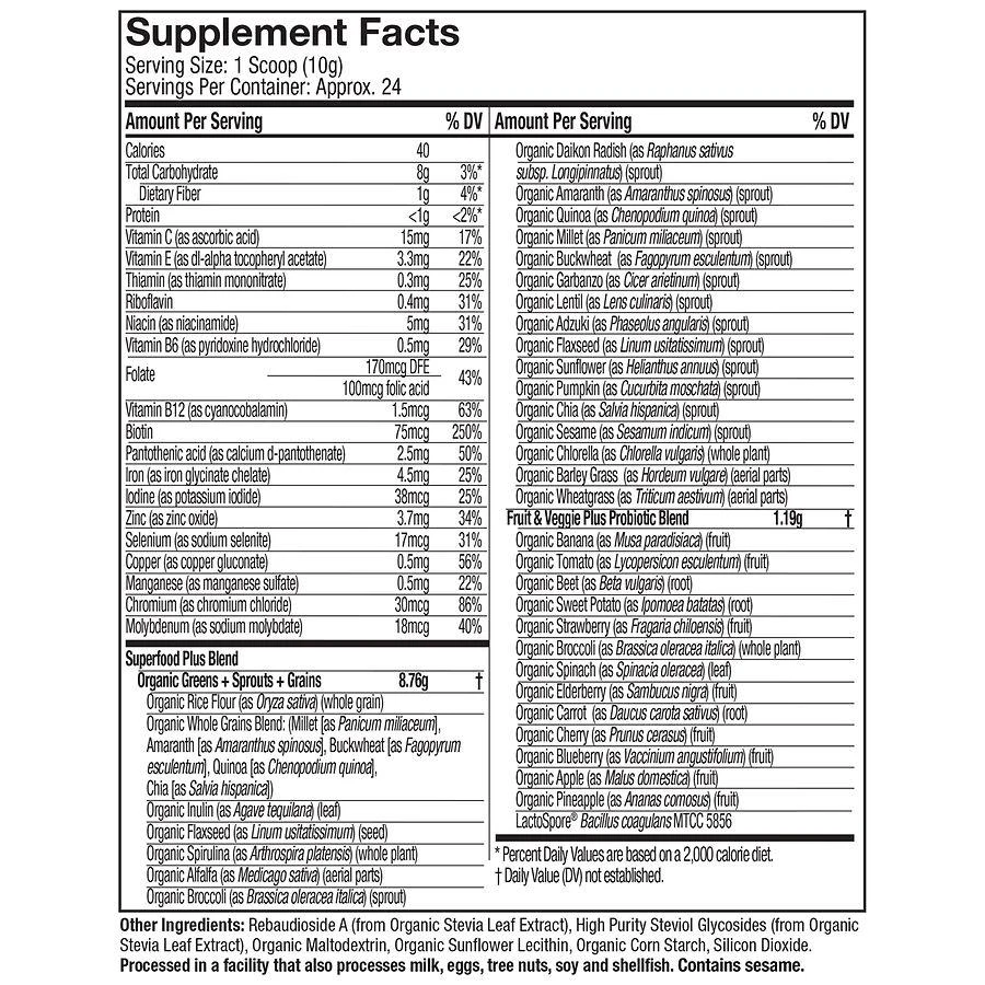 Purely Inspired Organic Super Greens Powder with Superfoods & Multivitamins Unflavored 4
