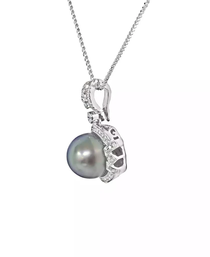 Macy
s Tahitian Cultivated Pearl (11mm) and Diamond (1/4 ct. t.w.) Pendant Necklace in 14k White Gold 2
