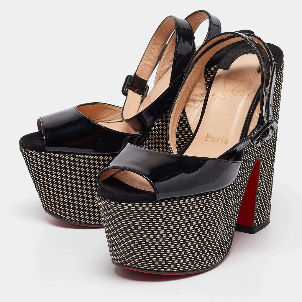 Christian Louboutin Christian Louboutin Black Patent Leather Platform Ankle Strap Sandals Size 37.5 2