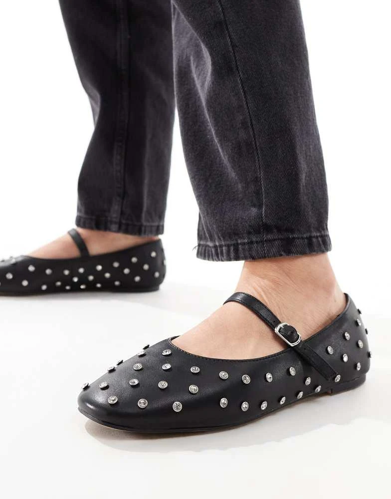 ALDO ALDO Marylina Studded Ballet with Buckle in Black Leather 1