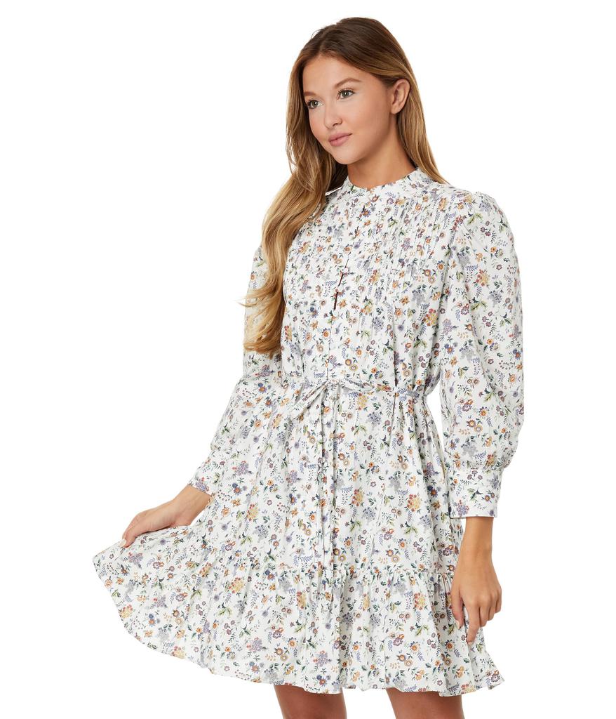 English Factory Floral Print Pin Tuck Smock Mini Dress