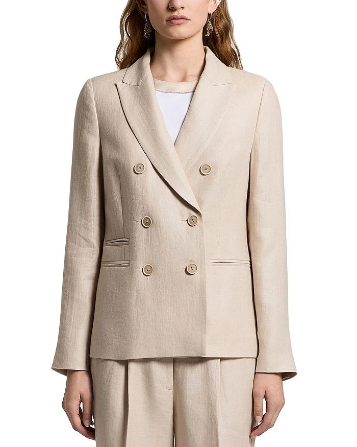 Peserico Double Breasted Peak Linen Blazer
