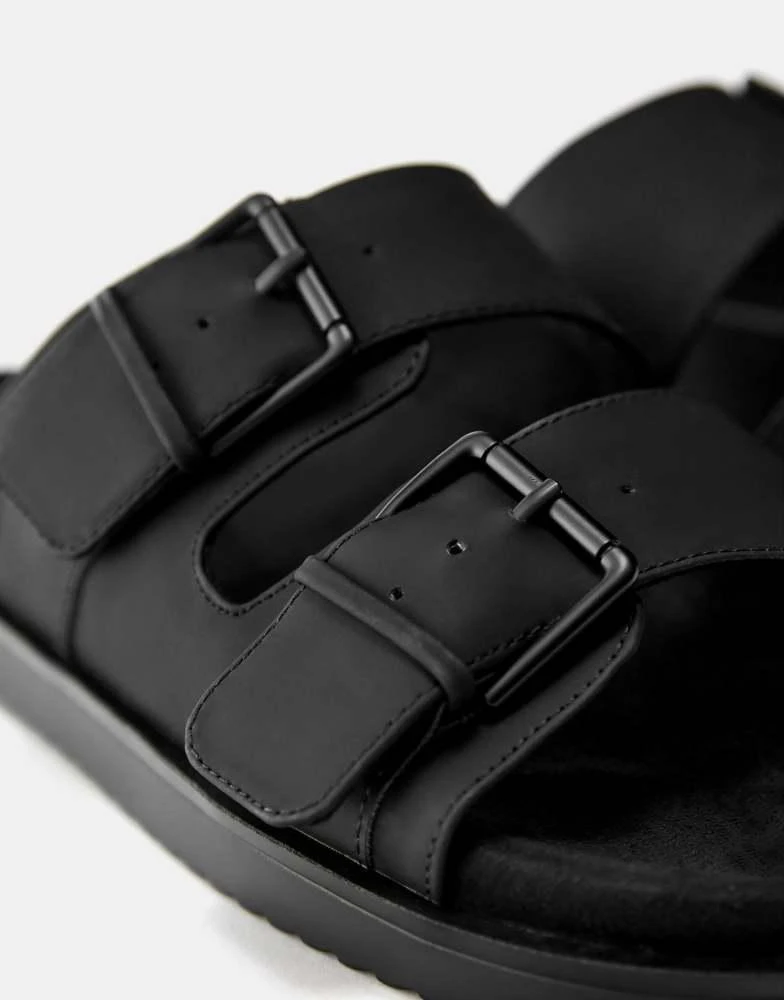Pull&Bear Pull&Bear Buckle strap sandals in black 4