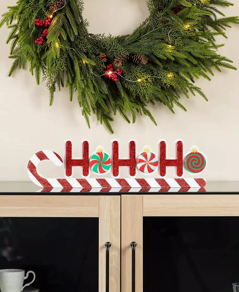 Glitzhome 19" Christmas Wooden Epoxy HOHOHO Candy Cane Table Décor 2