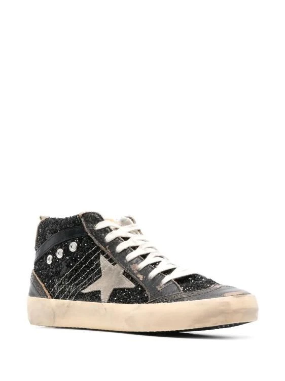 Golden Goose Black Glitter Mid Star Sneakers 3