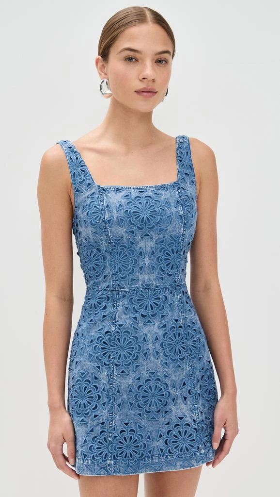 Alice + Olivia Maryann Floral Cutout Denim Dress 6
