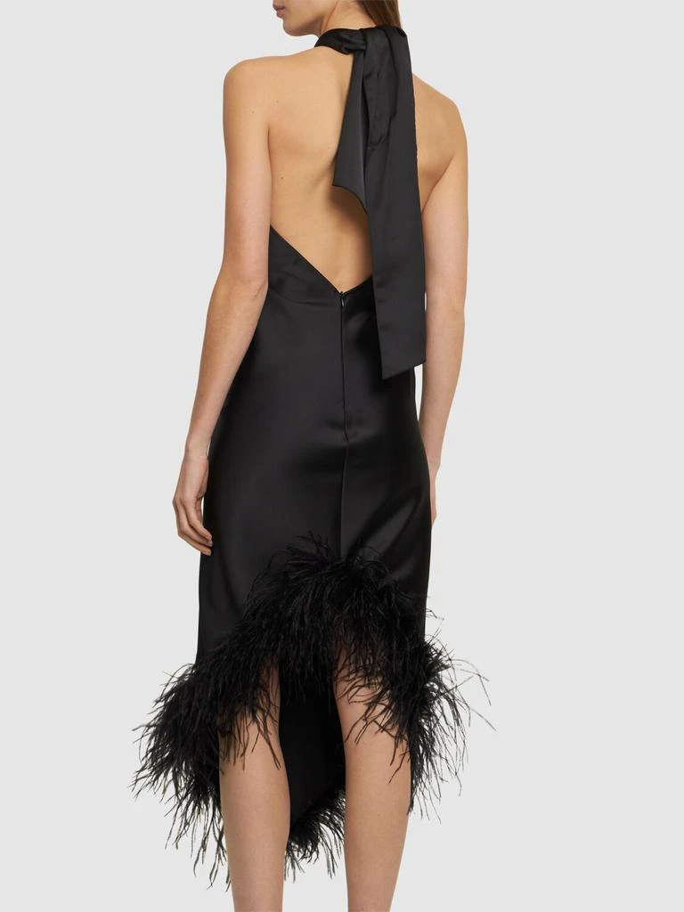 GIUSEPPE DI MORABITO Satin Midi Dress W/feathers 2