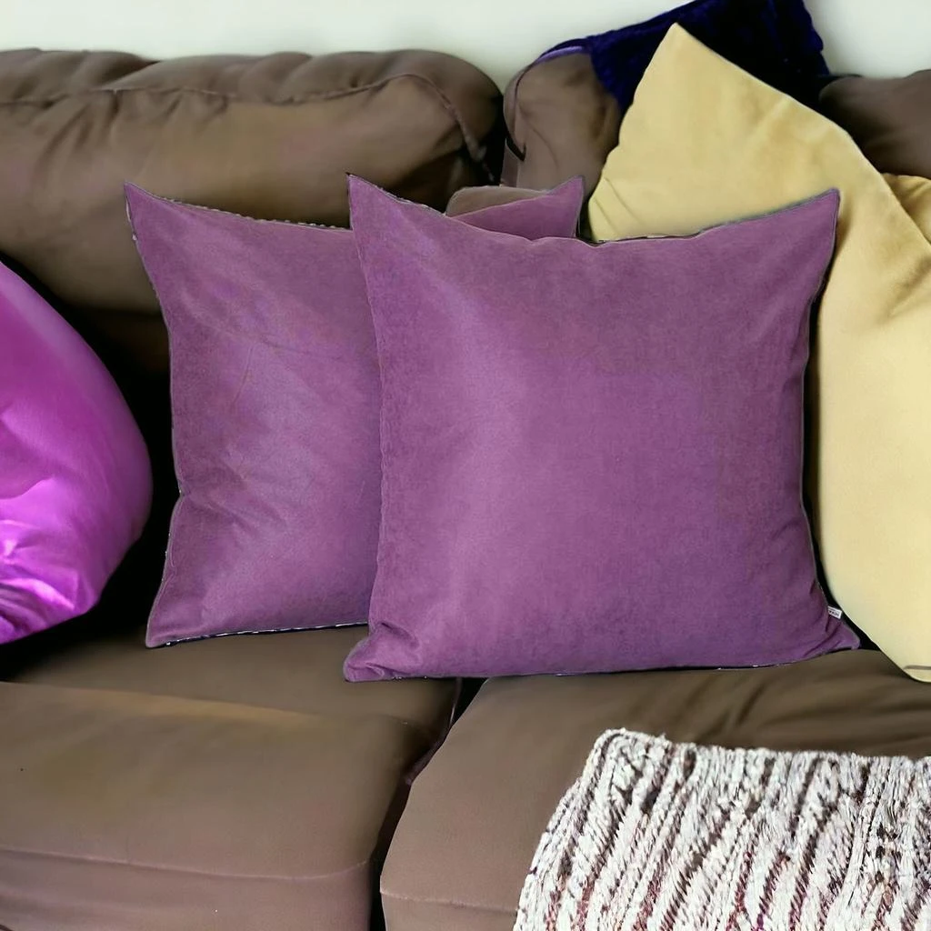 Hivvago Set Of Two 22" X 22" Purple Polyester Zippered Pillow Cover