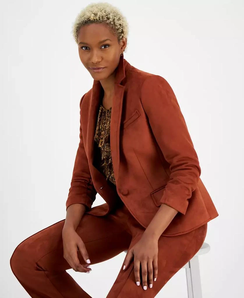 Bar III Women's Scuba Faux Suede One-Button Blazer, Created for Macy's 4