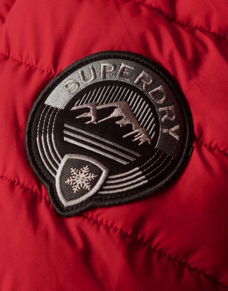 Superdry Superdry Fuji hooded longline puffer coat in varsity red 3