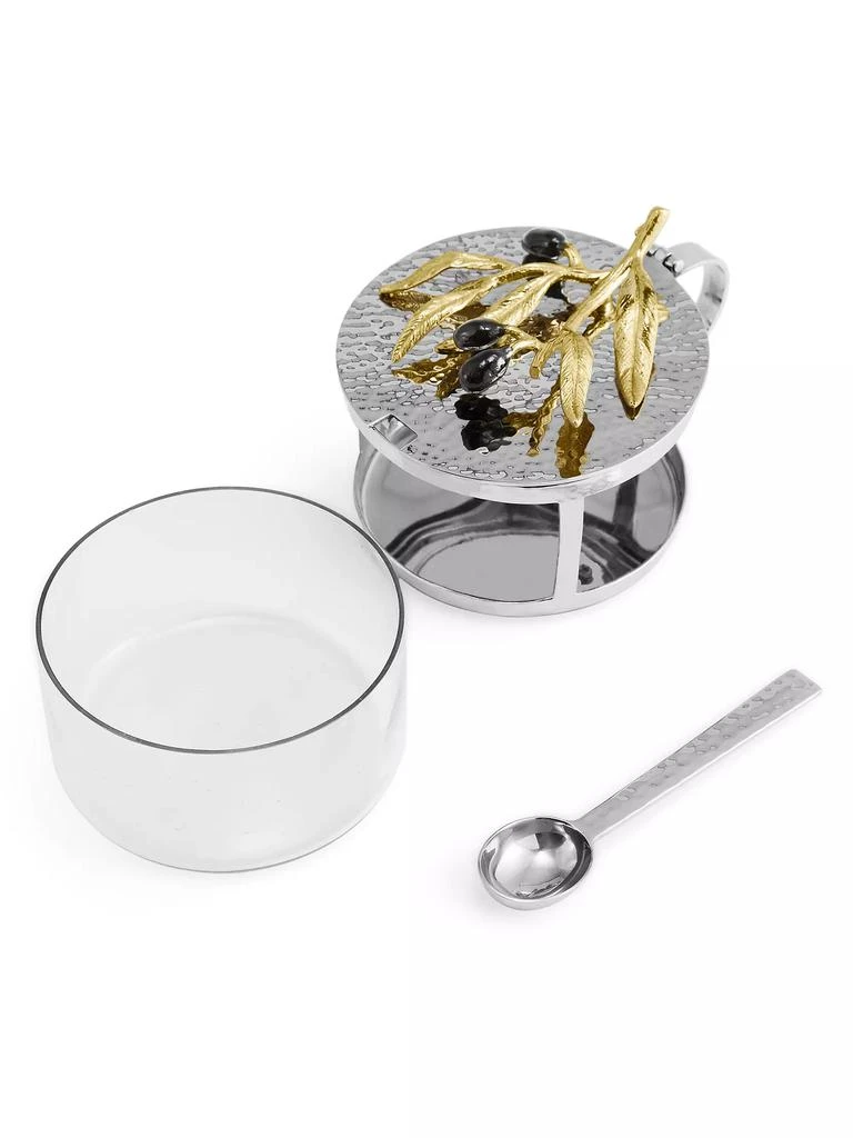 Michael Aram Olive Branch 2-Piece Condiment Container &amp; Spoon Set 3