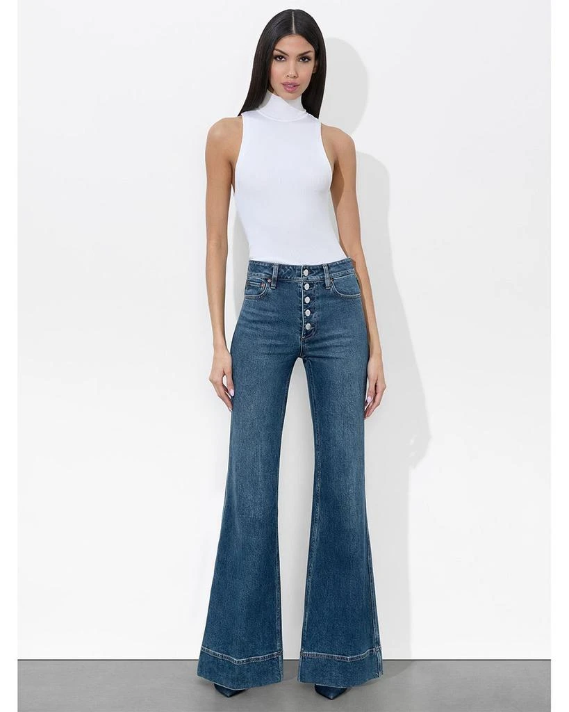 Alice + Olivia Missa High Rise Exposed Button Wide Leg Jeans in Lola Blue 2