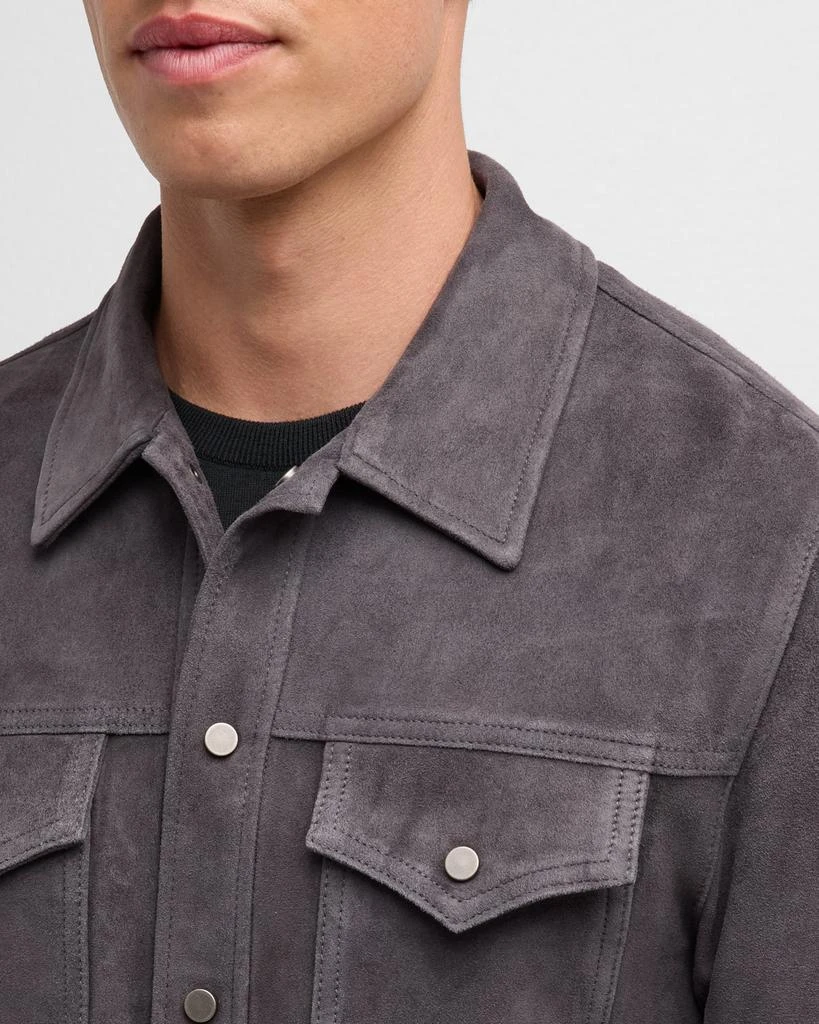 Neiman Marcus Men's Goat Suede Trucker Shirt Jacket 7