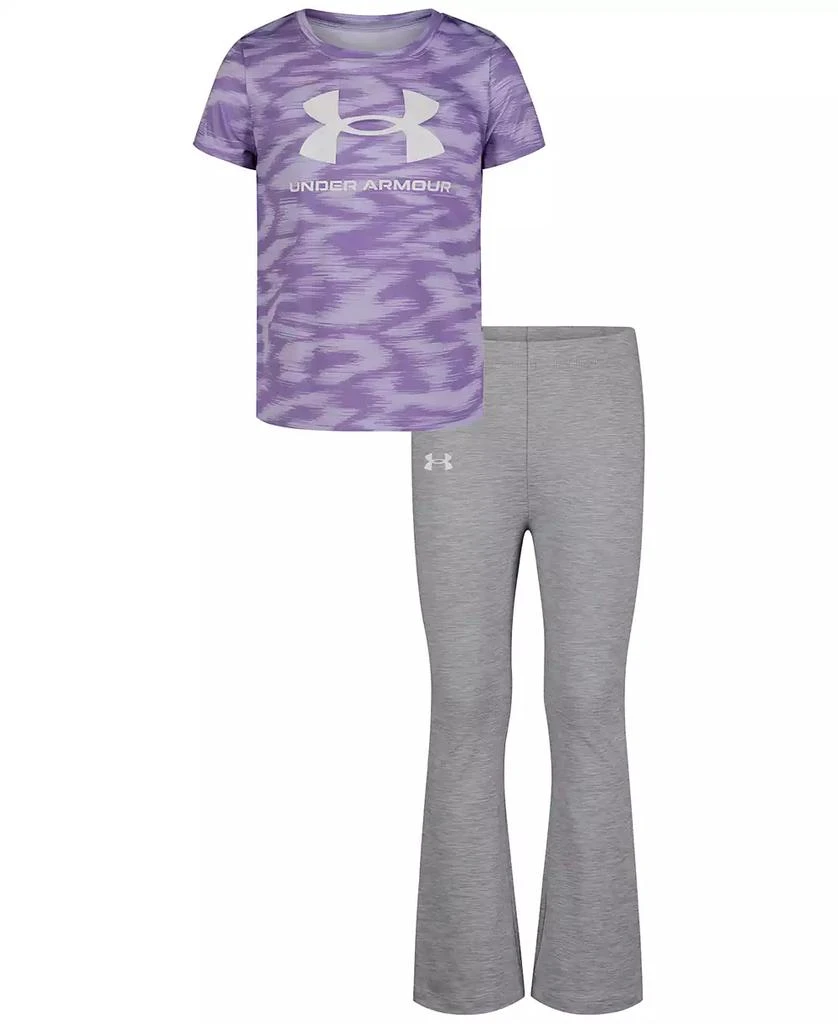 Under Armour Toddler and Little Girl 2-Pc. Short-Sleeve Glitter Logo Print Tee & Yoga Pants Set 1