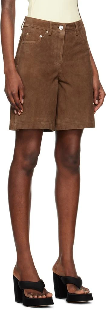 REMAIN Brown Slit Suede Shorts 2