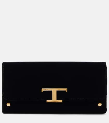Tod's T Timeless Small velvet wallet on chain 1