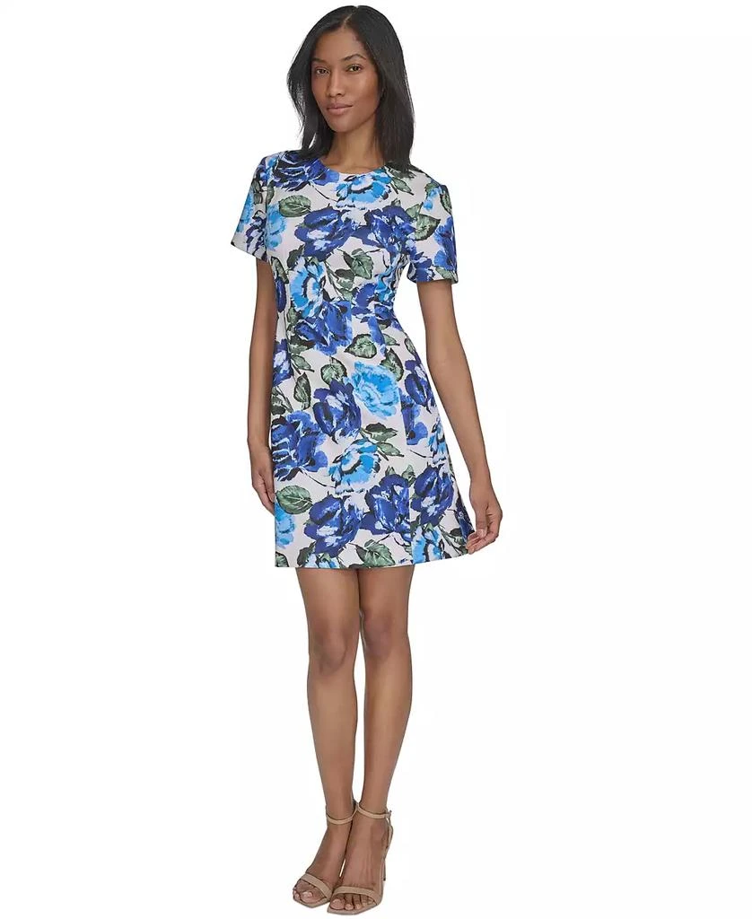HALSTON Women's Printed Fit & Flare Short-Sleeve Dress 1