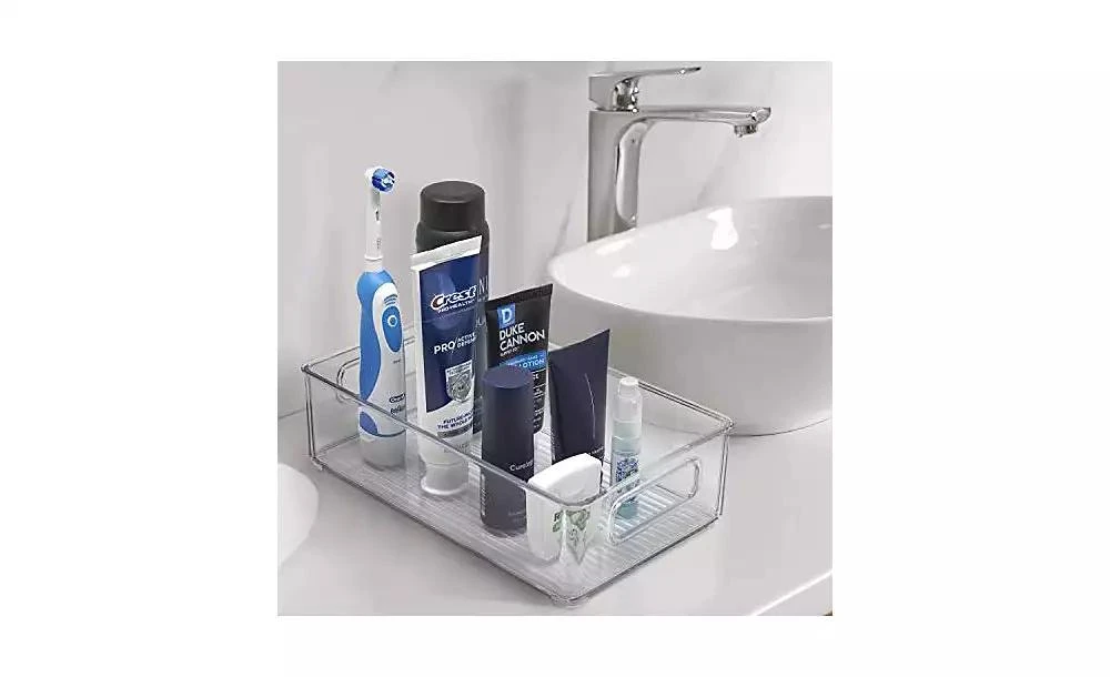 Sorbus 4 Pack Medium Stackable Clear Storage Bins with Handles 3