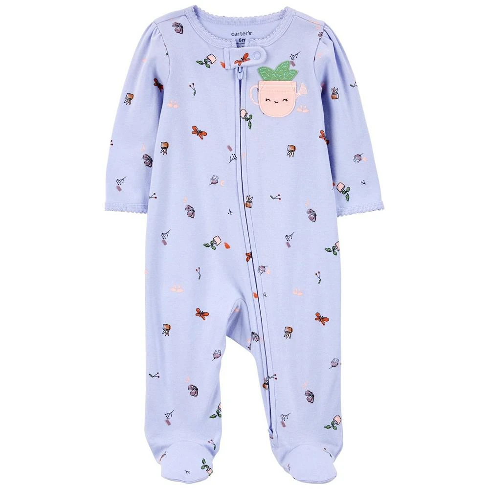 Carter's Baby Girls Plant Zip Up Cotton Sleep and Play 1