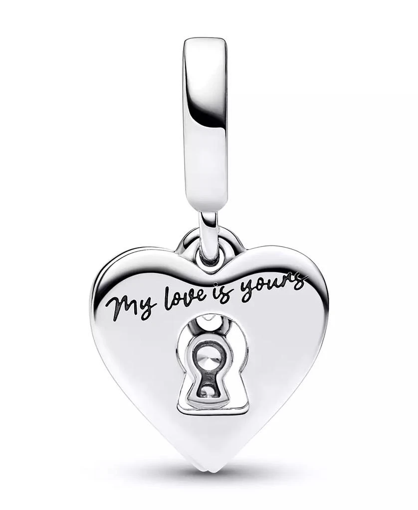 PANDORA Sterling Silver Padlock Heart Double Dangle Charm 2