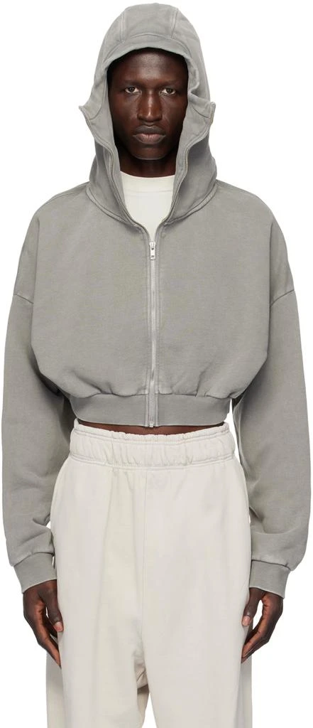 Entire Studios Gray Cropped Full Zip Hoodie 1