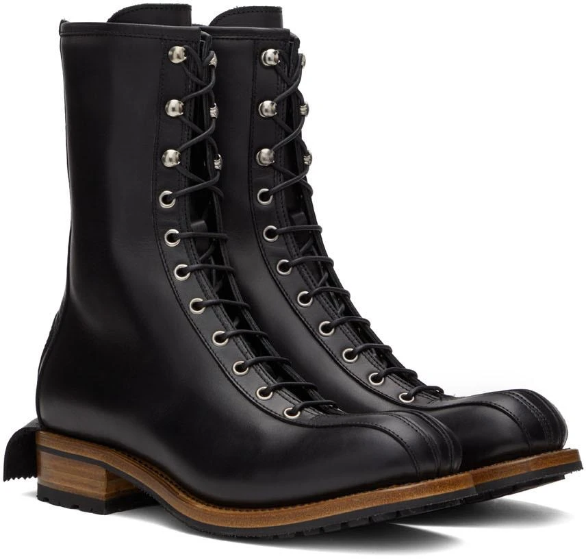 Youths in Balaclava Black Leather Lace-Up Boots 4