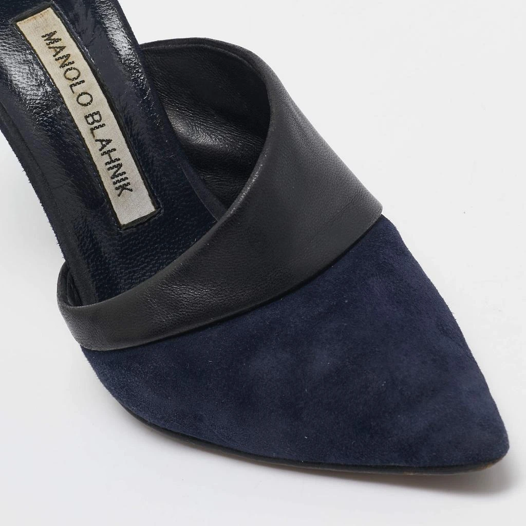 Manolo Blahnik Manolo Blahnik Navy Blue/Black Suede and Leather D'orsay Pumps Size 36 7